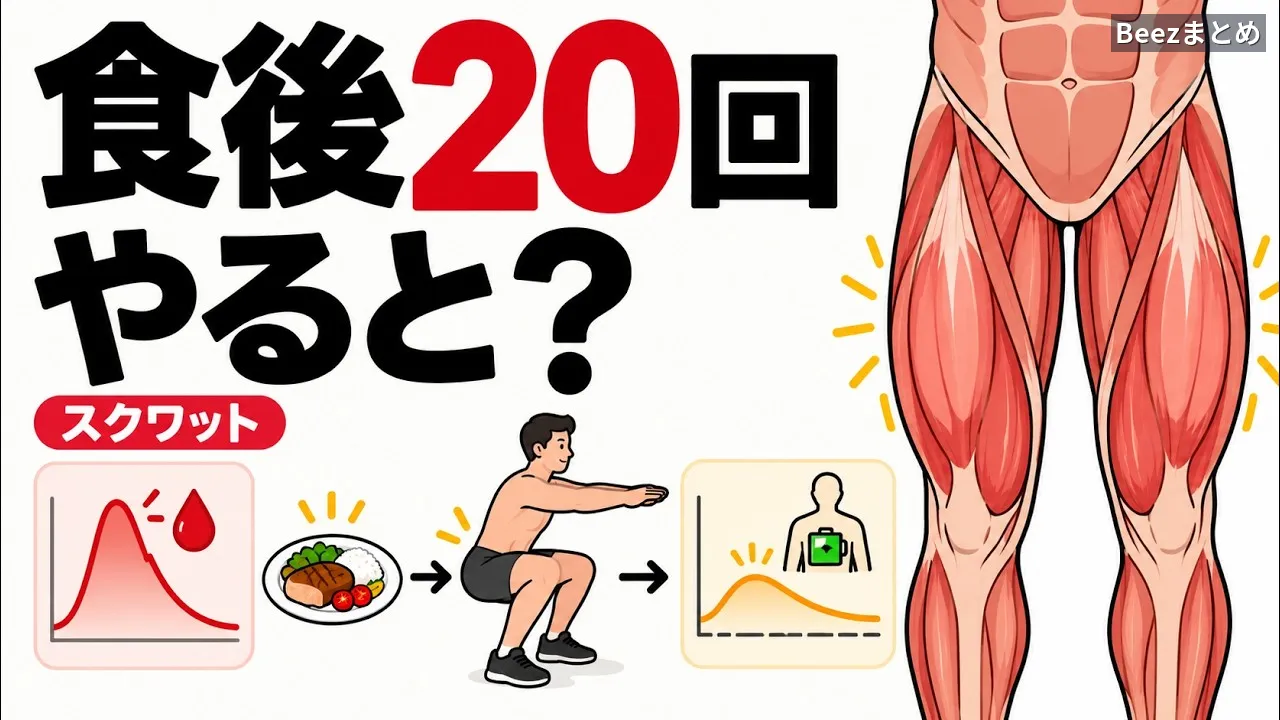 食後に20回スクワットを30日続けると体に何が起こる？期待できることと限界